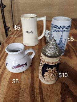 Beer steins and coffee mug