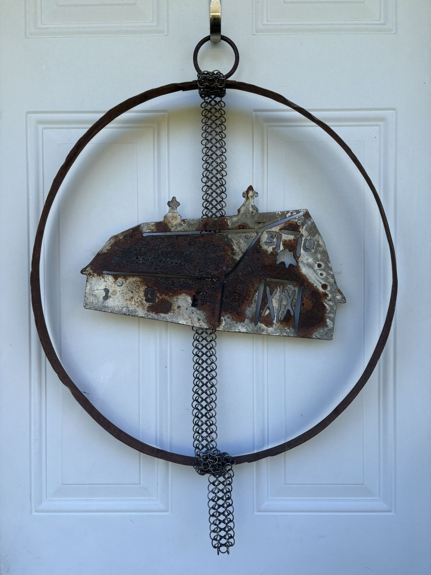 Rustic Reclaimed Recycled Metal Art Door Wreath