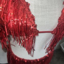 Red Fringe Skirt/Top Set Halloween