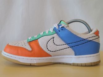 Nike Dunk Low DX3363-100 Colorblock Boys' Sneakers White Blue Orange Green 7Y