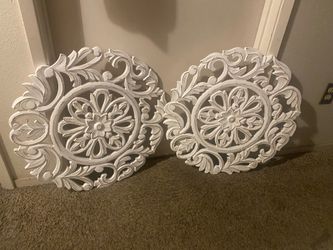 Beautiful Set of 2  Carved Wood  Wall Decor