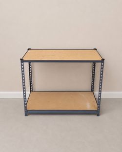 Heavy-Duty 2-Tier Metal Garage Storage Shelf – 37” W × 18” D × 27” H