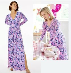 Lilly Pulitzer Nichola Maxi Dress Indigo SZ M Love You Bunches NWT