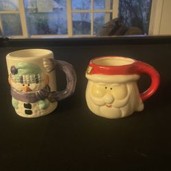 Royal Norfolk Christmas Santa and Snowman Mugs - Set of 2p