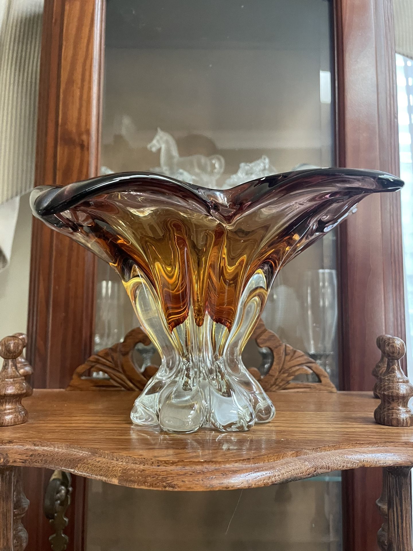 Vintage Murano Art Glass Butterfly Vase Hand Blown