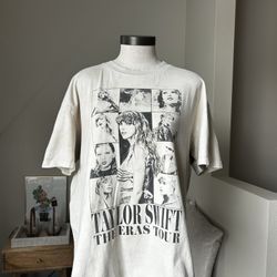 Taylor Swift The Eras Tour Cream Beige T-Shirt SIZE  Large 