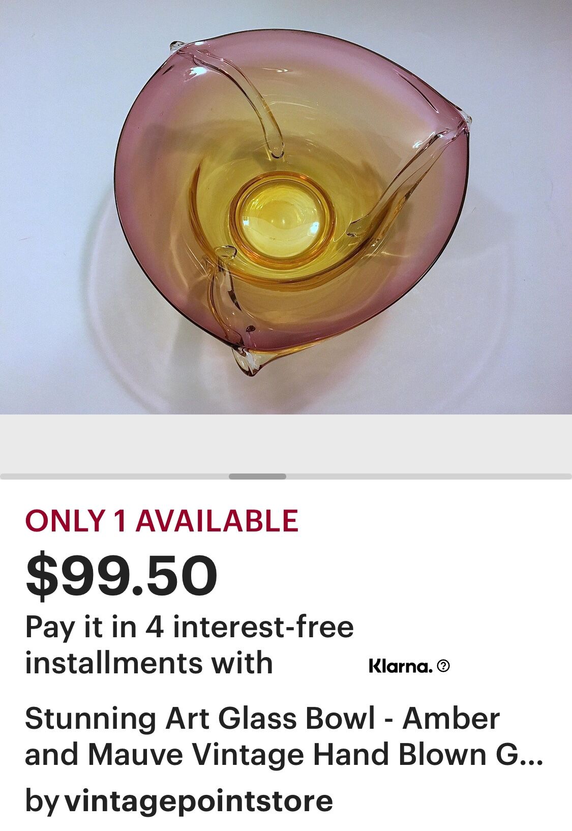 Antique/ Collectible/ Amber Glass Decorative Bowl