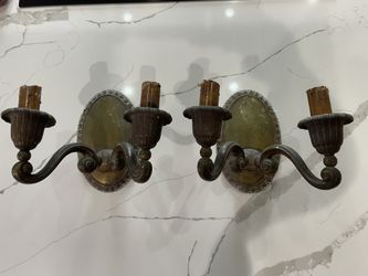 Antiques Vintage Set of two Bronze wall lamps 