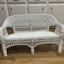 Children Wicker Bench And Chair 