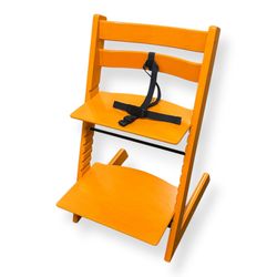 Stokke Tripp Trapp Chair Orange With Blue Straps