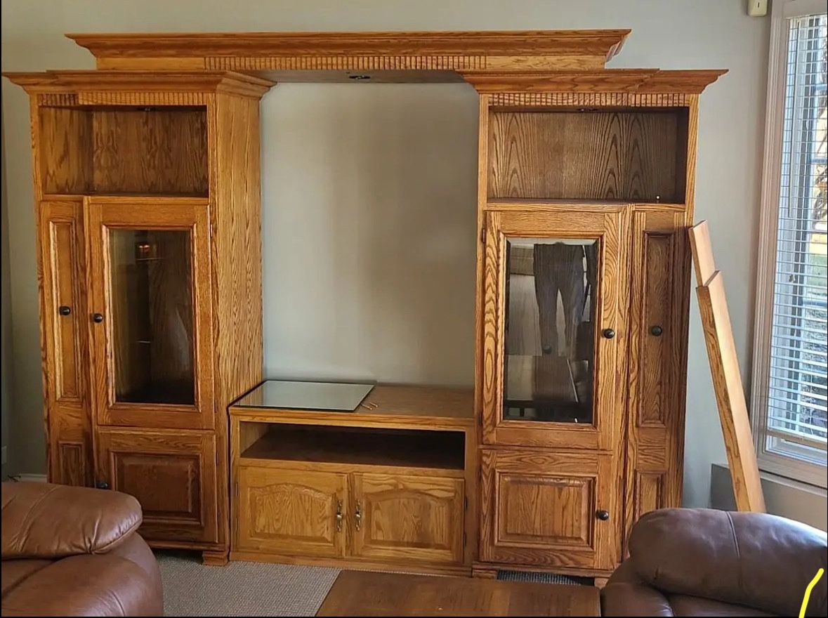 oak amish style entertainment center