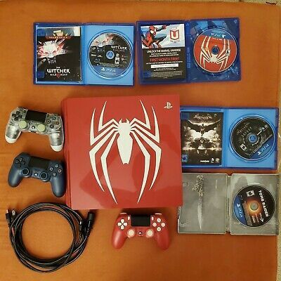 Sony PlayStation 4 Pro Limited Edition Spider Man 1TB Red PS4 Bundle w. Games

 