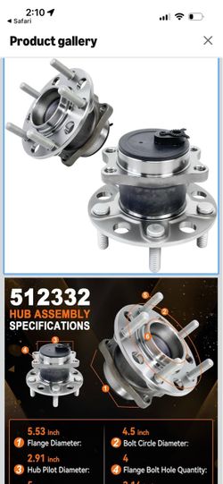 512332 Rear Wheel Bearing Hub Assembly for Jeep Patriot 2007–2017 Pair Replacement Wheel Hub Assembly for Jeep Compass 2007–2017, for Dodge Avenger 08