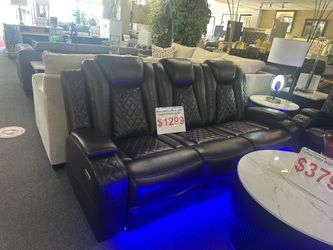 Brand new synthetic leather motorized reclining sofa + loveseat,  available in black, beige and expresso