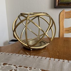 Gold Metal Orb Candle Holder for Pillar Candle, Decorative Matte Finish
