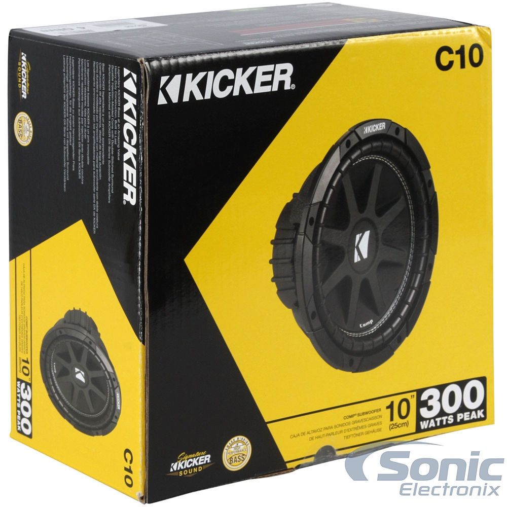 Kicker Comp C104 (43C104) 300W Peak (150W RMS) 10" Comp Series Single 4 ohm Car Subwoofer