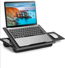 HUANUO Lap Desk Fits Up to 15.6 inch Laptop, Adjustable Laptop Stand with 6 Tilt Angles, Retractable Mouse Pad Tray