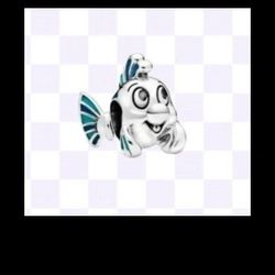 NEW Flounder The Little Mermaid Charm.  Silver with Blue & Black Enamel.  Please see all pictures as part of the description.   Please check out my sp