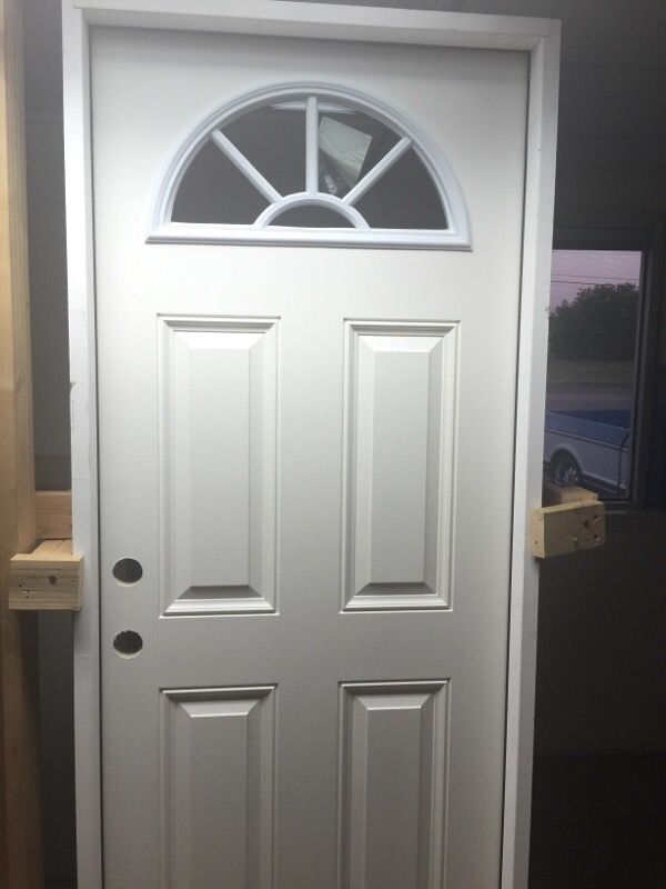 Fiber glass front doors half moon
