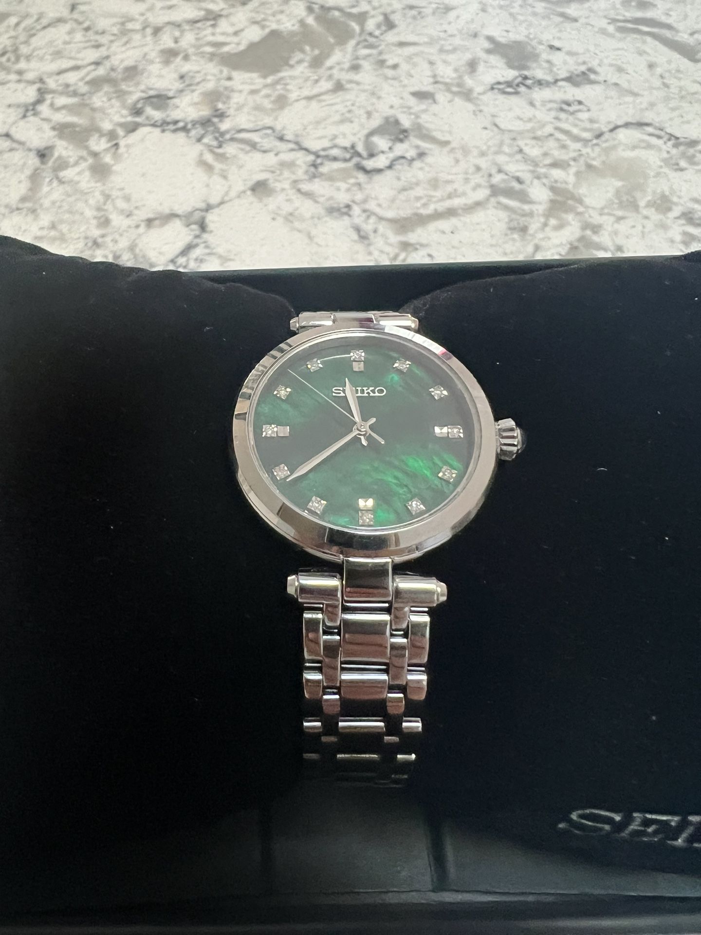 Women’s Seiko Green Mother Of Pearl Diamond Bezel