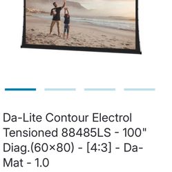 Brand New Inbox! Commercial Grade Projector Screen Da-Lite Contour Electrol Tensioned 88485LS - 100" Diag.(60x80) - [4:3] - Da-Mat - 1.0u