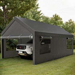 12x20 FT Heavy-Duty Design Carport,Portable Garage Canopy,Carport Canopy with Side-Opening Removable