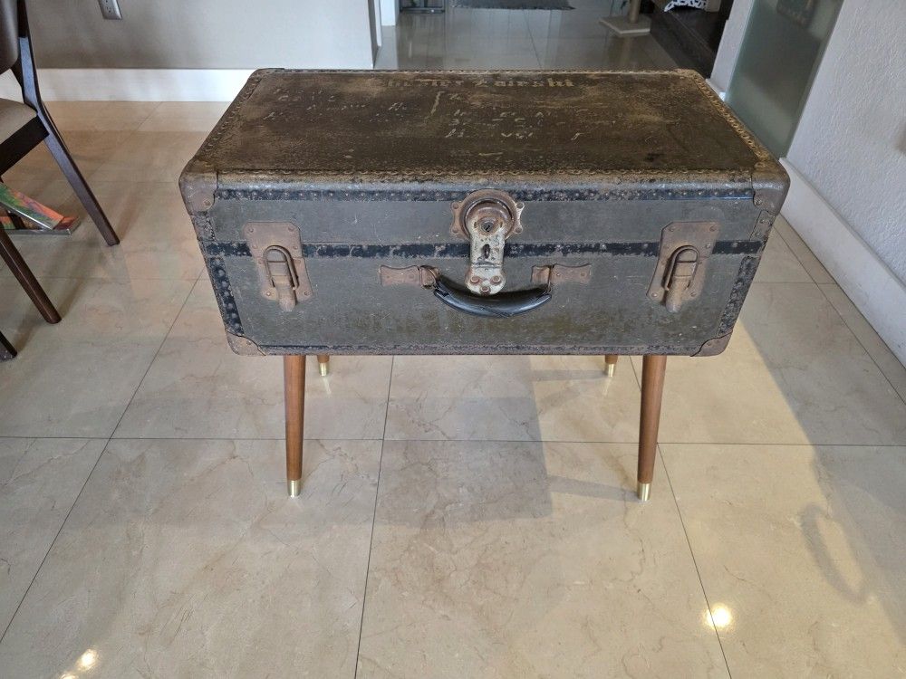 WWII Antique Soldier's Trunk Made Coffee Table. 