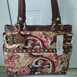 BRAND NEW W/TAG IN PACKAGE LADIES GENNA DE ROSSI PAISLEY PRINT POCKETBOOK PURSE MONTANA TOTE BAG 