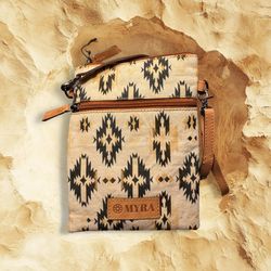 Myra Bag Grand Mesa Memories Leather /Canvas Pouch Crossbody Handbag S-11680 NWT