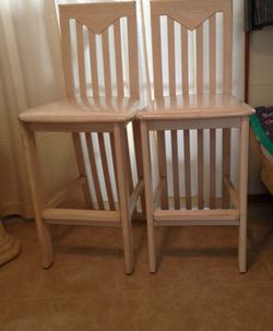 Blond real wood high back stool