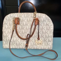 White And Brown Michael Kors Shoulder Bag