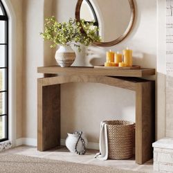 40" Farmhouse Console Table, Narrow Entryway Sofa Table With Hollow Design For Hallway, Foyer, Or Living Room