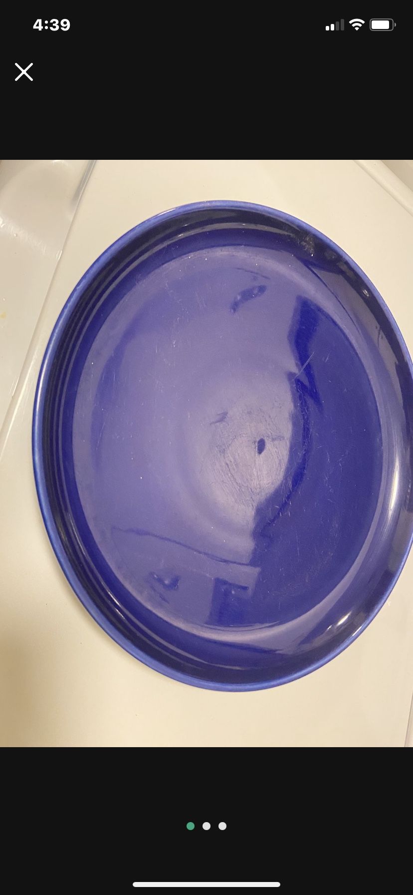 Large Blue Ceramic Plant Saucer Birdbath