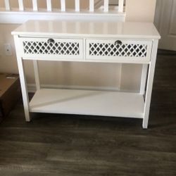 Wood Hall Table Console/ 2 Drawers/ White