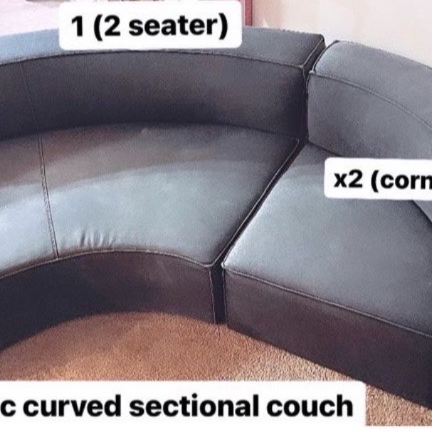 3 Piece Gus Curved Sectional Sofa Grey