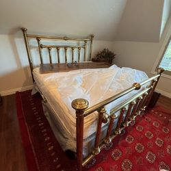 King Sized Brass Bed Frame and Mattress