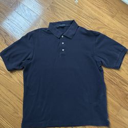 Lands' End Dark Blue Polo Shirt size L 