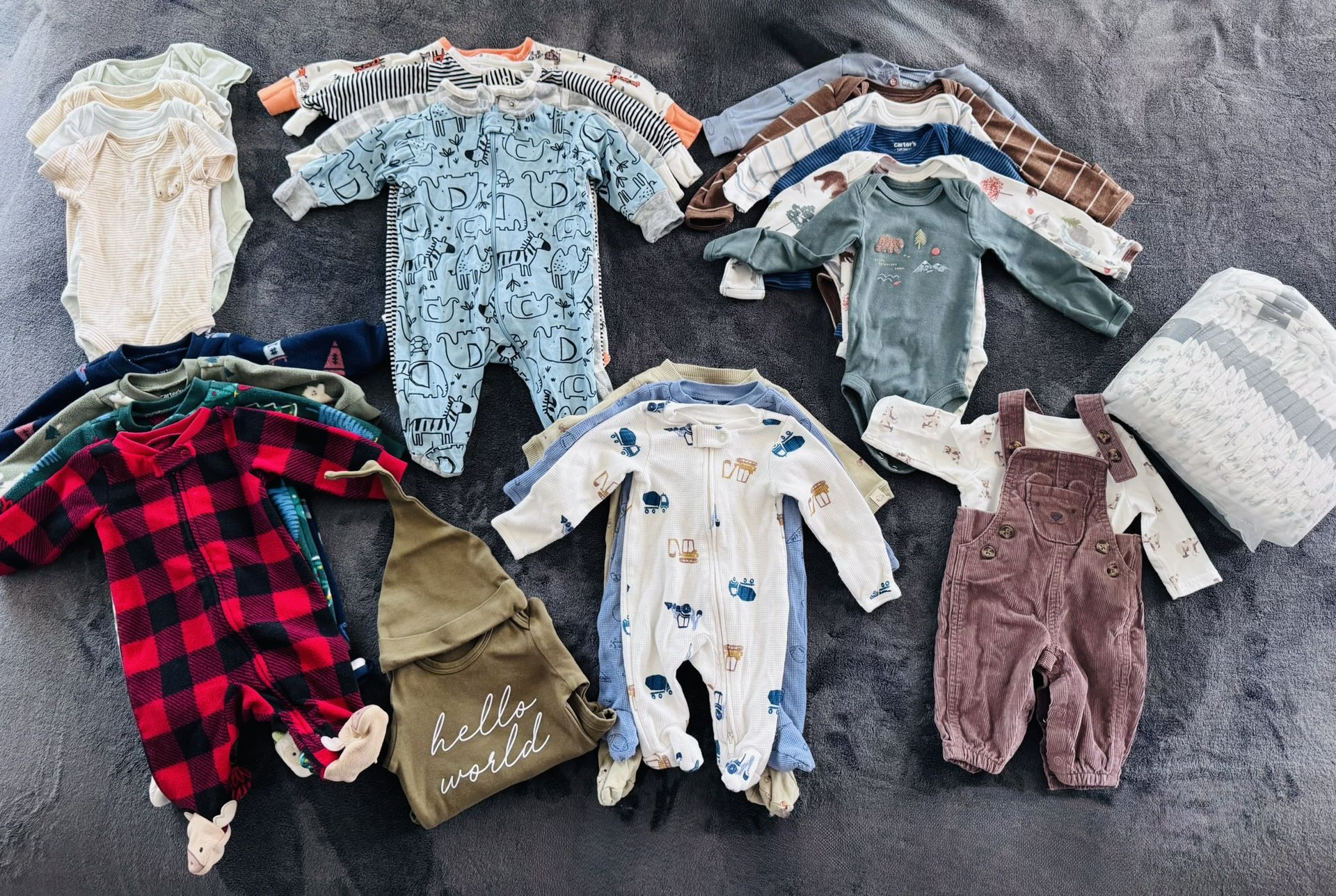 Newborn Carters Clothes & Millie Moon Diapers