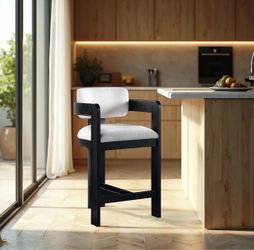 Linen Fabric Upholstery Counter Stool cream