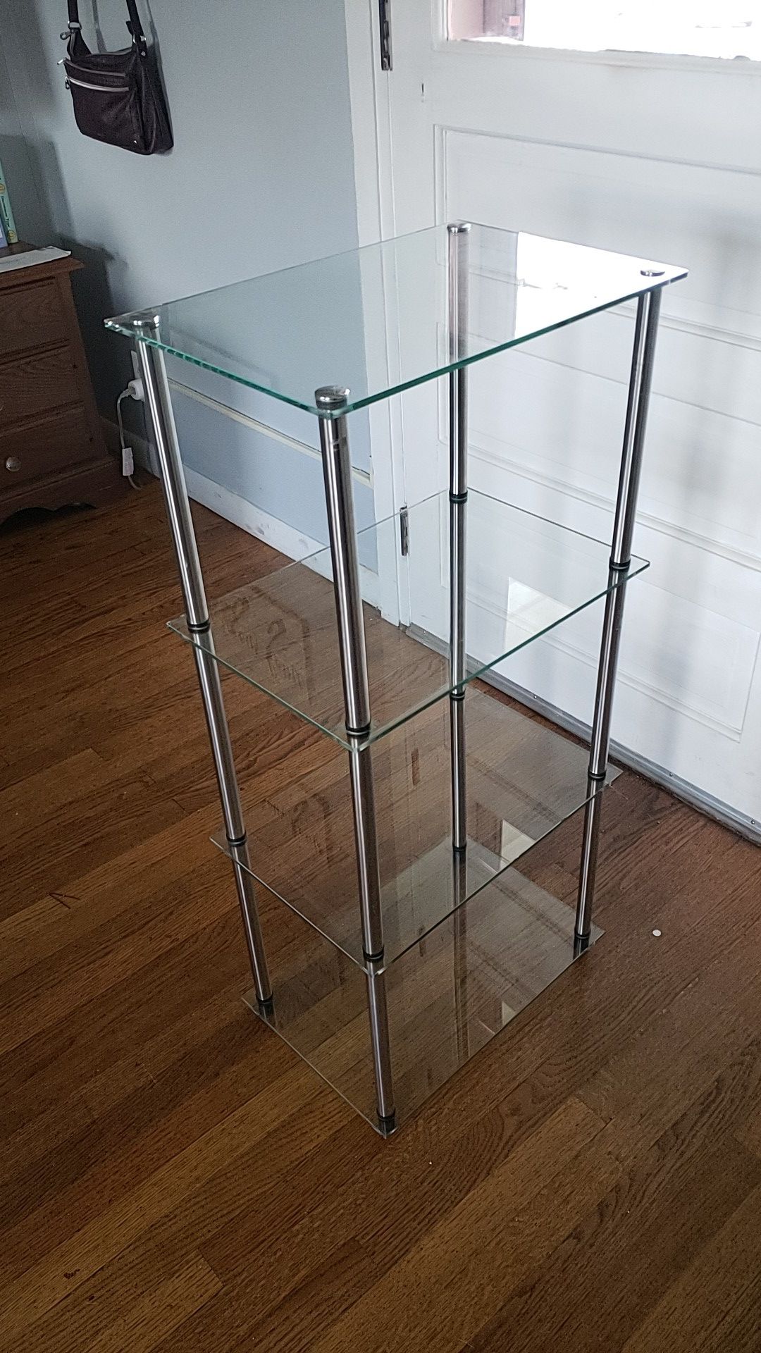 Glass shelf with metal legs