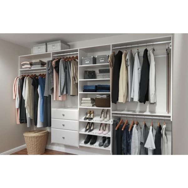 Closet Evolution Dual Tower 96 in. W - 120 in. W Classic White Wood Closet System