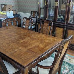 Dining Room Table, 8 Chairs And Hutch