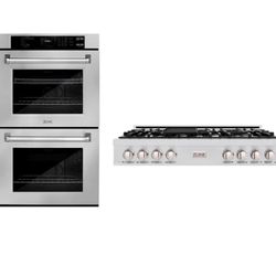 ZLINE Kitchen Package with 48 in. Stainless Steel Rangetop and 30 in. Double Wall Oven 