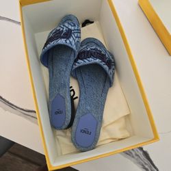 Fendi 38 1/2 Flat Sandals