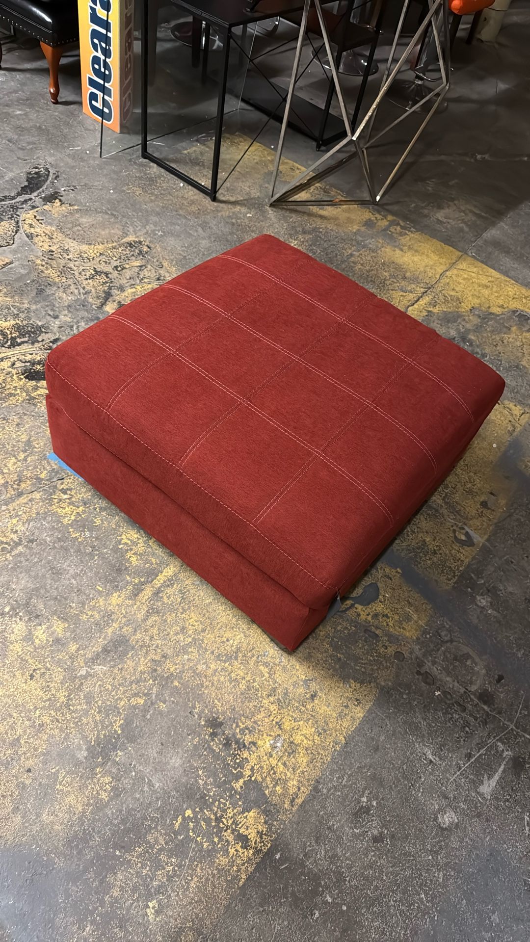 Red Fabric Ottoman