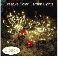 Outdoor Solar Garden Decorative Lights-Mopha Solar 105LED Powered 35Copper Wires Stake Landscape Light-DIY Flowers Fireworks Stars for Walkway Pathwa