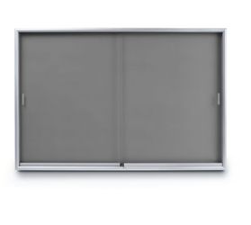 NEW - HALF PRICE!!!! 72 x 48 Enclosed Bulletin Board w/ Sliding Doors, Locking - Silver with Gray Fabric