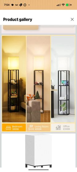 Floor lamp with shelves