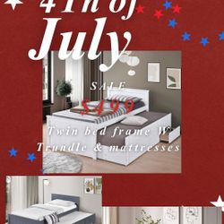 Twin Bed With Trundle And Mattress On Sale 