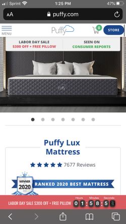 Brand new open box puffy mattress